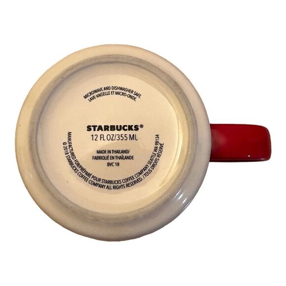 Starbucks Ban.Do Collab Mug 12oz Roses Hearts Flowers Stripes Pink Red NWOT - Picture 4 of 4